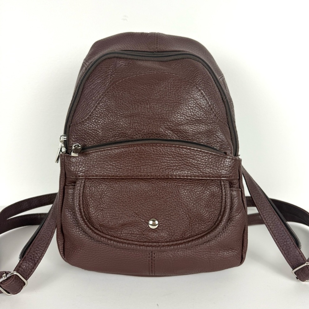 Genuine Leather Brown Mini Backpack / Crossbody Sling Bag